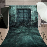 Lofaris Gothic Haunted Window Sweep Backdrop Spooky Wall with Cobwebs Dark and Creepy Halloween Themed Photos